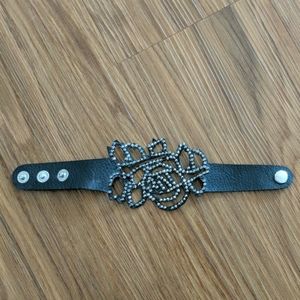 Black leather bracelet